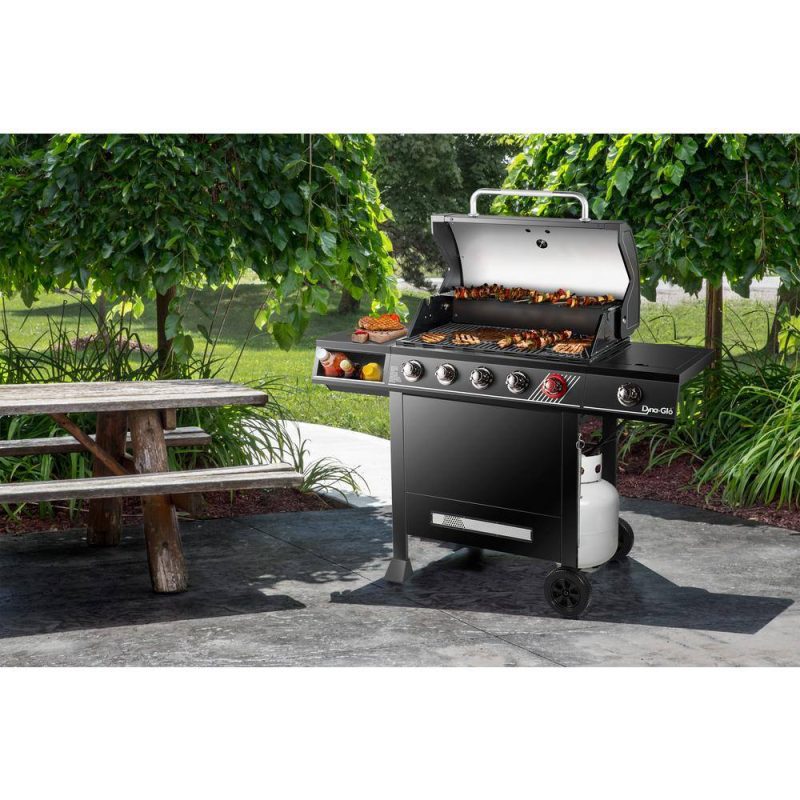 Dyna-Glo DGH474CRP 5-Burner Propane Gas Grill in Matte Black with TriVantage Multifunctional Cooking System - Image 2