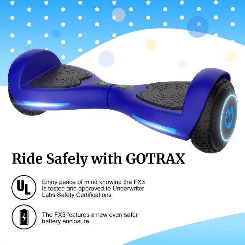 GOTRAX FX3 Hoverboard for Kids Adults,200W Motor 6.5" LED Wheels 6.2mph Speed Hover Board, Blue - Image 7