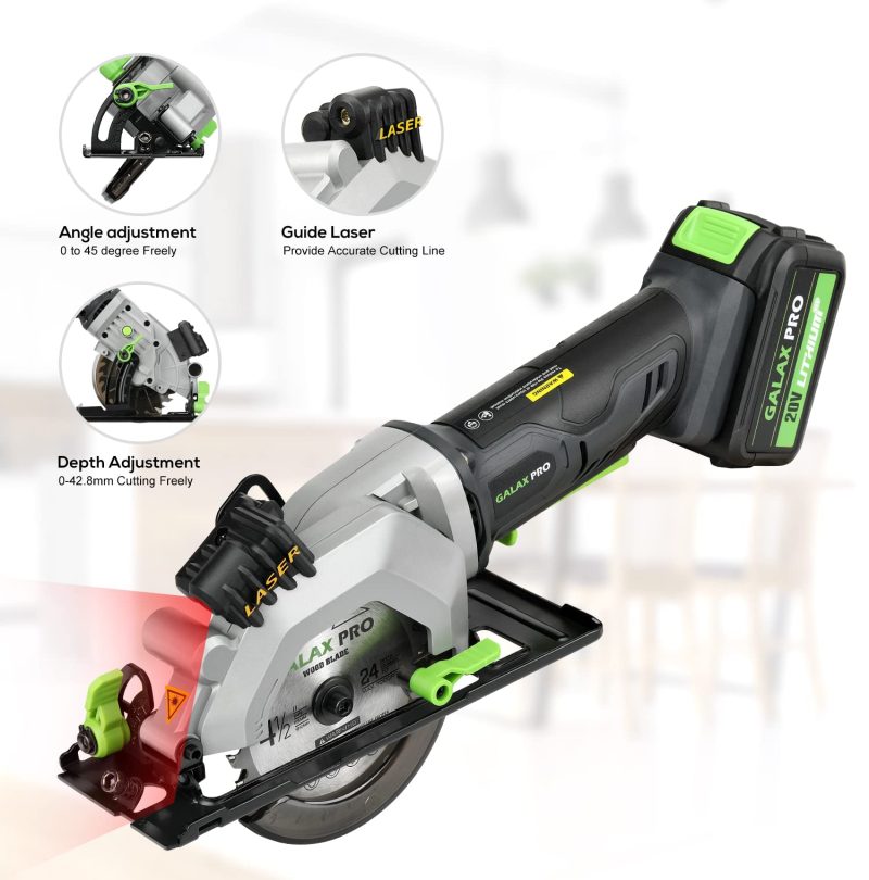 GALAX PRO Circular Saw and Reciprocating Saw Combo Kit with 1pcs 4.0Ah Lithium Battery and One Charger, 7 Saw Blades and Tool Bag - Image 3