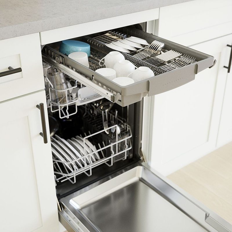 Bosch - 300 Series 18" Front Control Smart Built-In Dishwasher with 3rd Rack and 46 dBA - Silver - Image 6