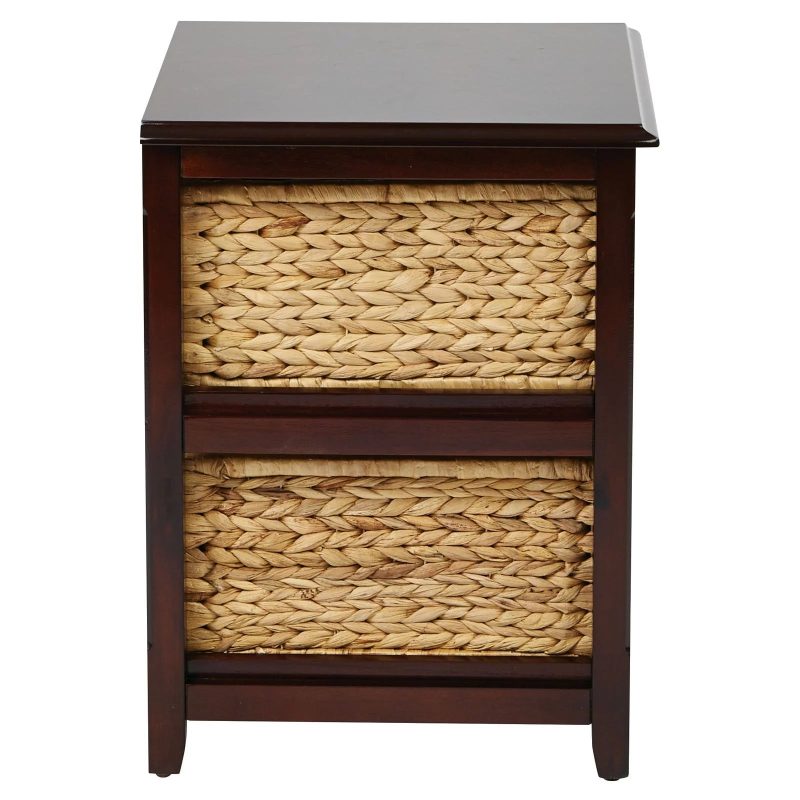 Seabrook Two-Tier Storage Unit Engineered Wood White Finish and Natural Baskets - Image 3