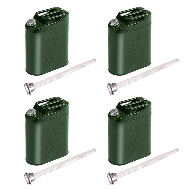 MoreChioce 10L Green Metal Jerry Can Store Container for Petrol Oil Water Alcohol