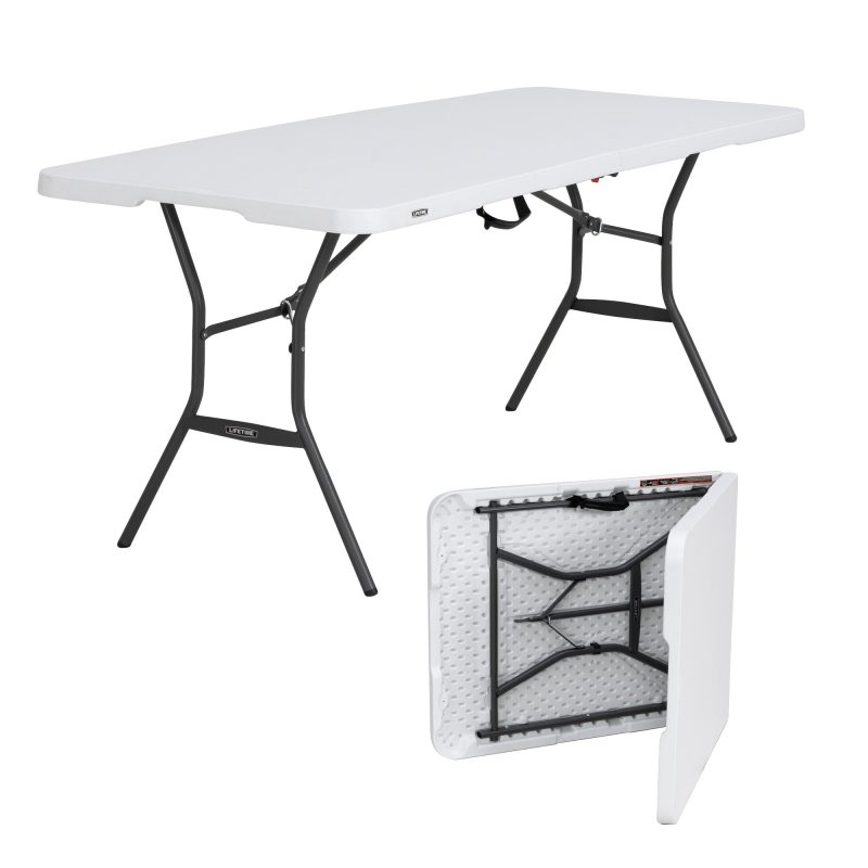 Lifetime 6 ft. Rectangle Commercial Fold-In-Half Table - White