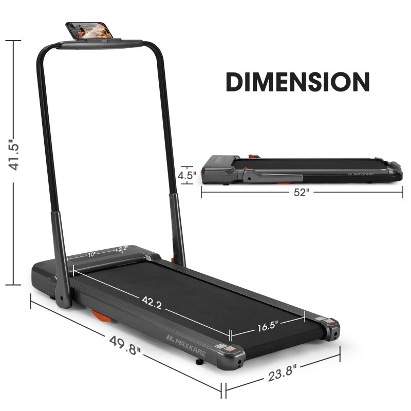 MaxKare 2 in 1 Folding Under Desk Treadmill Max 7.5MPH 2.5HP with Remote Control, Walking Pad for Home/Office Use, 265lbs Weight Capacity - Image 10