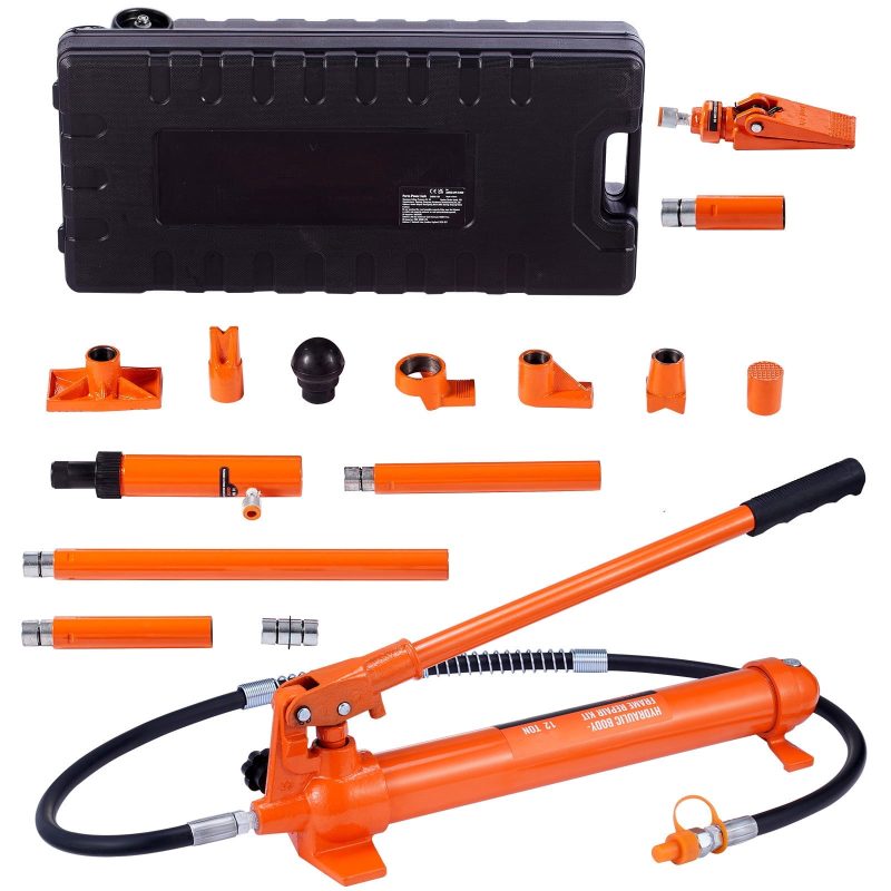 BENTISM 12 Ton Porta Power Kit Hydraulic Jack Air Pump Lift Ram All-In-One Portable Frame Power Tool for Auto Car Vehicle Repair