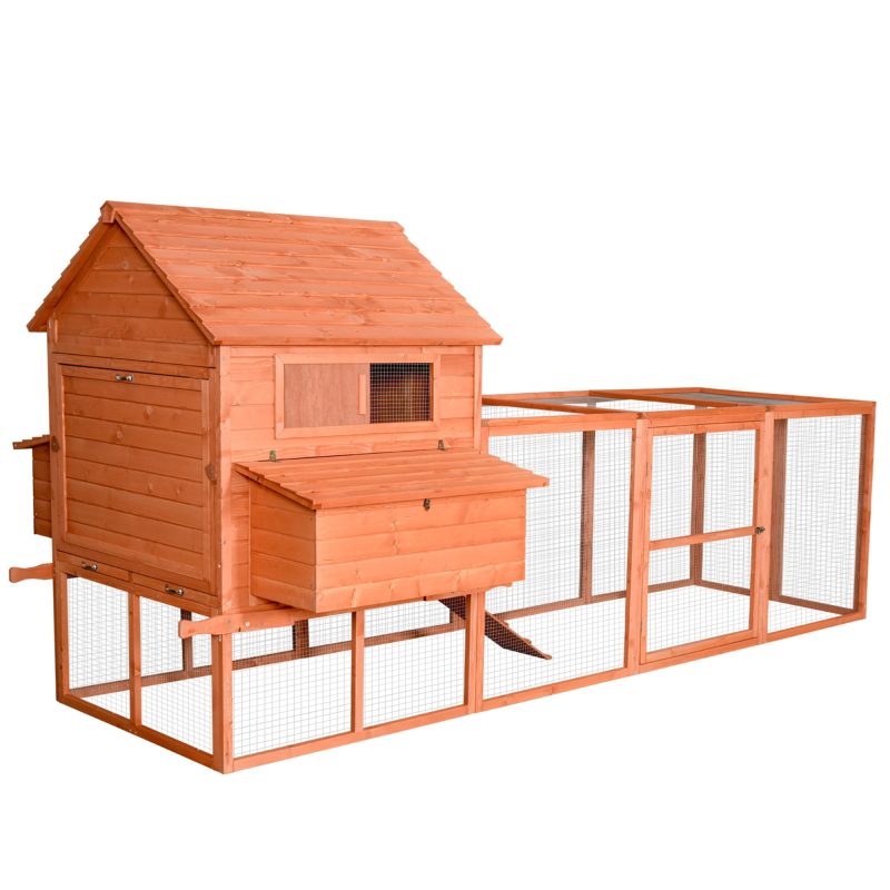 PawHut Large Chicken Coop Run Cage Duck Hen Chook House Poultry