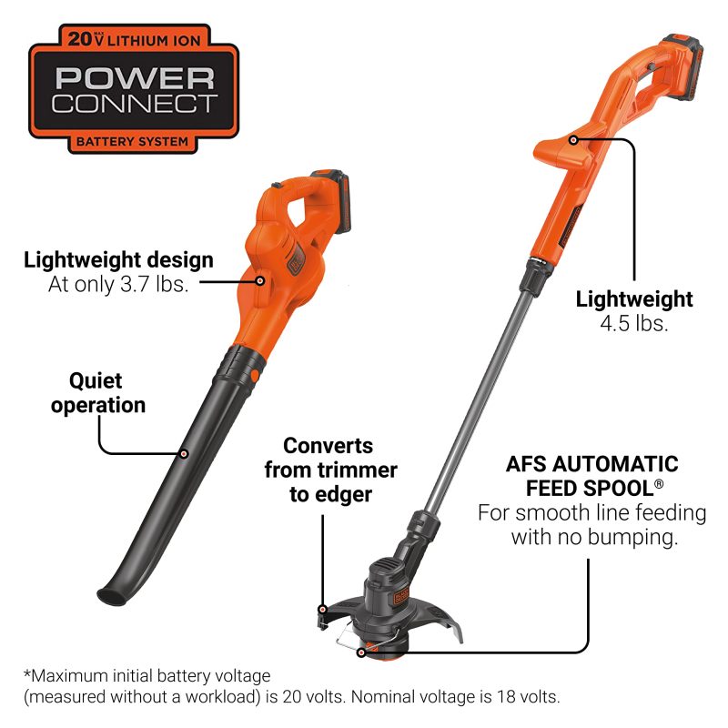 BLACK+DECKER 20V MAX* POWERCONNECT 10 in. 2in1 Cordless String Trimmer/Edger + Sweeper Combo Kit (LCC222) - Image 2