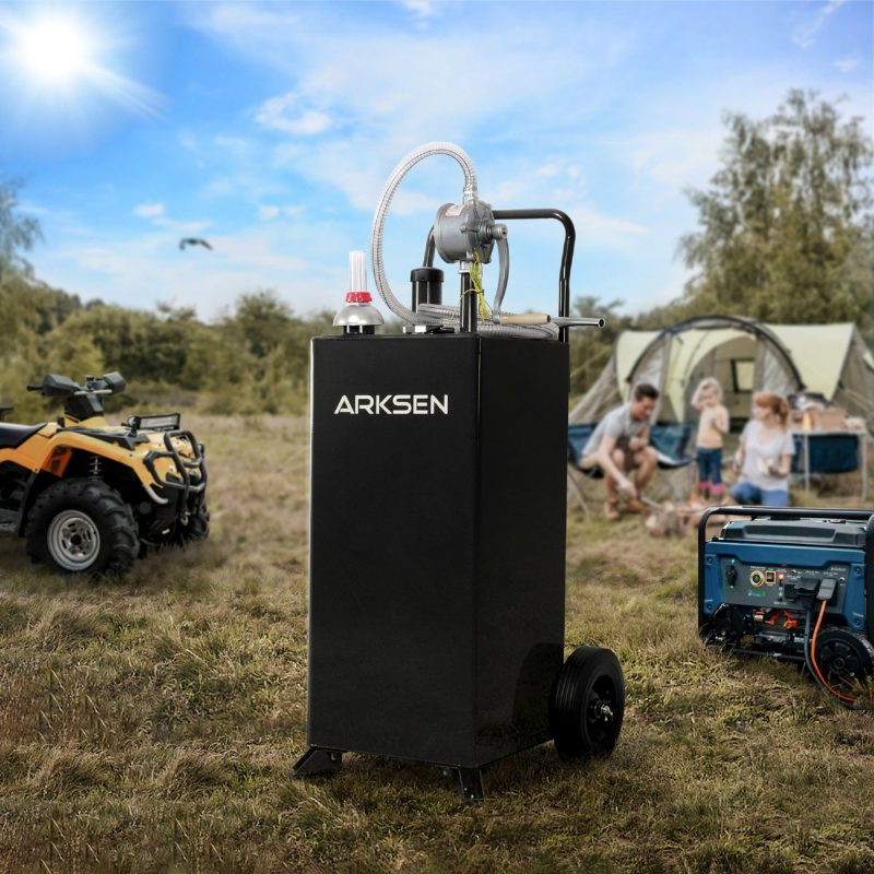 Arksen 30 Gallon Portable Fuel Transfer Gas Can Caddy Storage Gasoline Tank Heavy Duty 30-Gallons Capacity- Black - Image 6