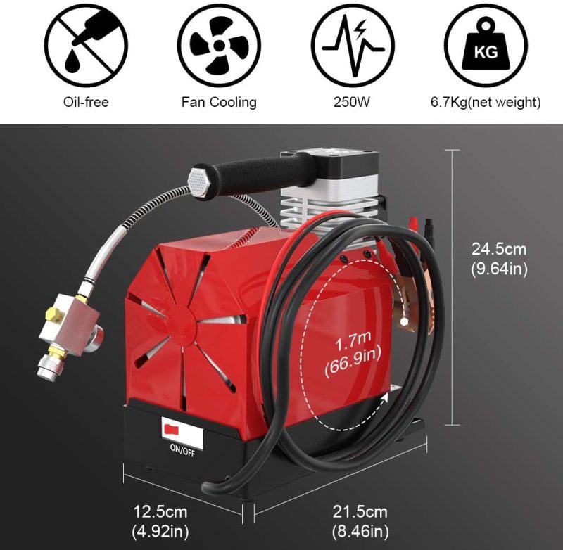 GX pump CS2 Portable PCP Air Compressor,4500Psi/30Mpa,Powered by Car 12V DC or Home 110V AC - Image 2