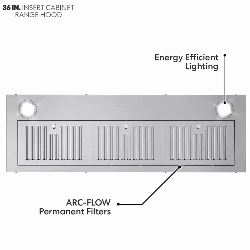 JOEAONZ 36 inch Range Hood Built-in 600CFM Stainless Kitchen Vent 3-Speed with Led Bulb Easy Clean Filter - Image 9