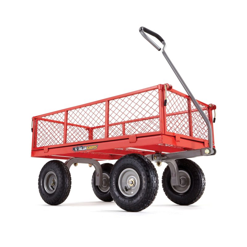 Gorilla Cart 800 Pound Capacity Heavy Duty Steel Mesh Utility Wagon Cart, Red - Image 2