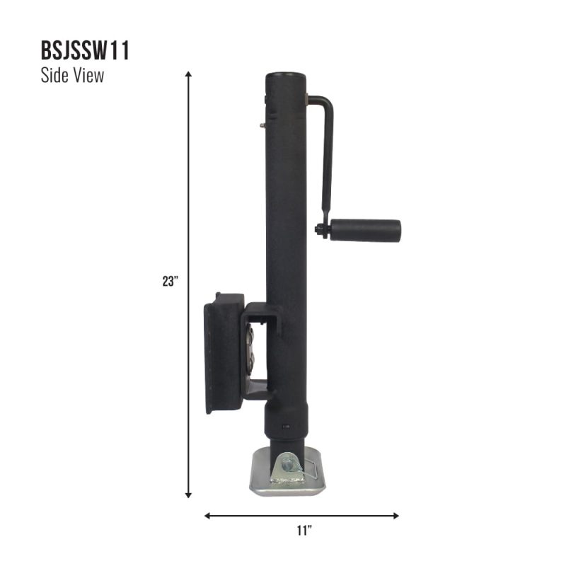 Trailer Valet Blackout Series 2K Side Wind Swivel Mount Jack: 15" Travel, 3" Channel for 2" Ball - Internal Sleeve, Signature Wrinkle Black Powder Coating (700-Hour Corrosion Resistance) - Image 8