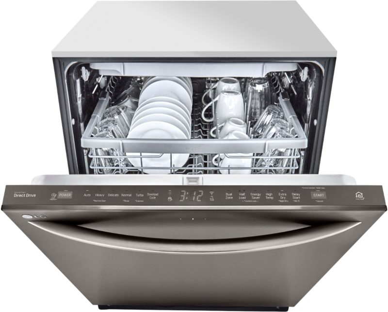 LG - 24" Top-Control Built-In Smart Wifi-Enabled Dishwasher with Stainless Steel Tub, Quadwash, and 3rd Rack - Black stainless steel - Image 2