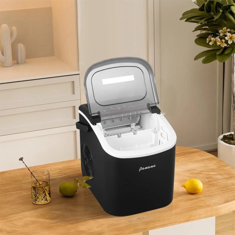 Countertop Ice Makers,Automatic Clean,Portable Ice Maker 9 Bullet Ice Ready in 7-12min,26.5lbs/24H,for Home/Kitchen/Office/Party,Black