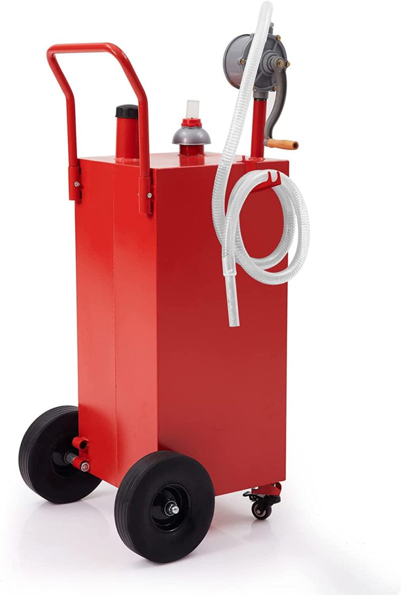 40 Gallon Gas Caddy with Pump Gasoline Tank Fuel Storage Tank Portable with 2 Wheels for Boat, Car,Garden, Lawnmower, ATV - Image 7