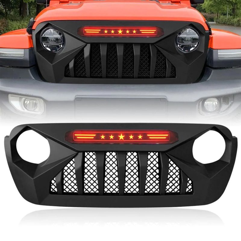 AMERICAN MODIFIED Demon Grille w/Red Lights for 18-21 Wrangler/Gladiator