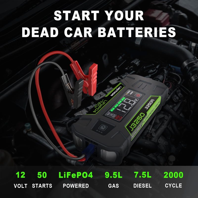 LOKITHOR J3250 12V Jump Starter Lithium Iron Phosphate (LiFePO4) Car Starter Battery for Upto 9.5L Gas and 7.5L Diesel Engines with 60W Two-Way Fast Charging, Super-Safe and 2000 Cycle Life - Image 3