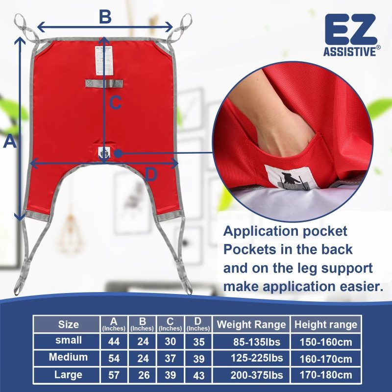 EZ Assistive Patient Lift Sling with Divided Leg for Patient Transfer Hoyer Lift Sling Red , 500lb Weight Capacity (Small Size ) - Image 7