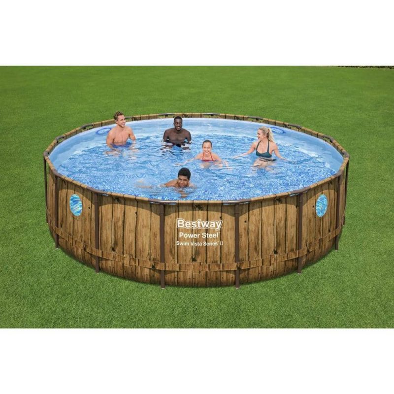 Bestway Swim Vista 16 ft. x 16 ft. Round 48 in. Deep Power Steel Above Ground Swimming Pool Set 56726E-BW - Image 9