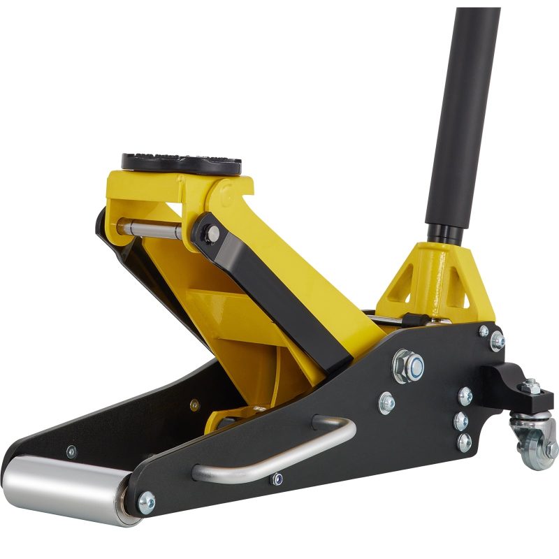 BENTISM Low Profile Floor Jack 1.5 Ton (3300 lbs), Aluminum and Steel Hydraulic Racing Floor Jack, Dual Piston Quick Lift Pump, 3-3/20" - 14-10/27" Height Lifting Range, Yellow+Black - Image 9