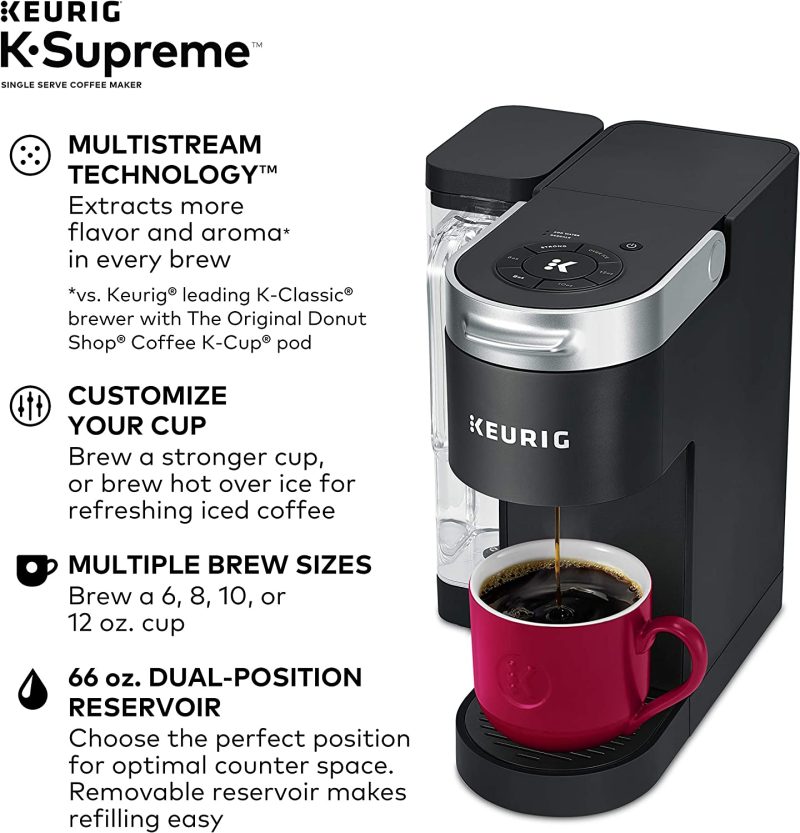 Keurig K-Supreme Coffee Maker， Single Serve K-Cup Pod Coffee Brewer， With MultiStream Technology， 66 Oz Dual-Position Reservoir， and Customizable Settings， Black💝 Last Day For Clearance - Image 2