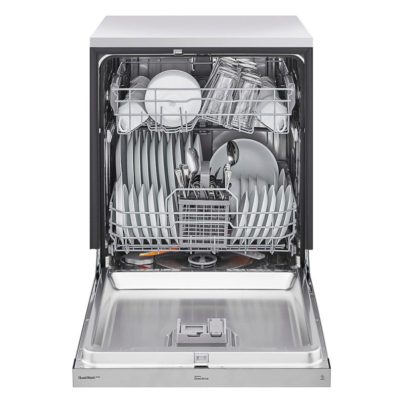 LG - 24" Front Control Dishwasher with Stainless Steel Tub, WiFi, QuadWash, and 48dB - Stainless steel - Image 12