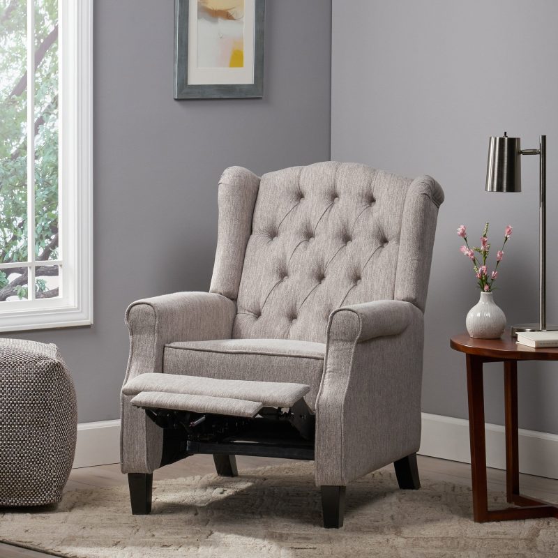 Breyon Contemporary Tufted Fabric Push Back Recliner - Image 3