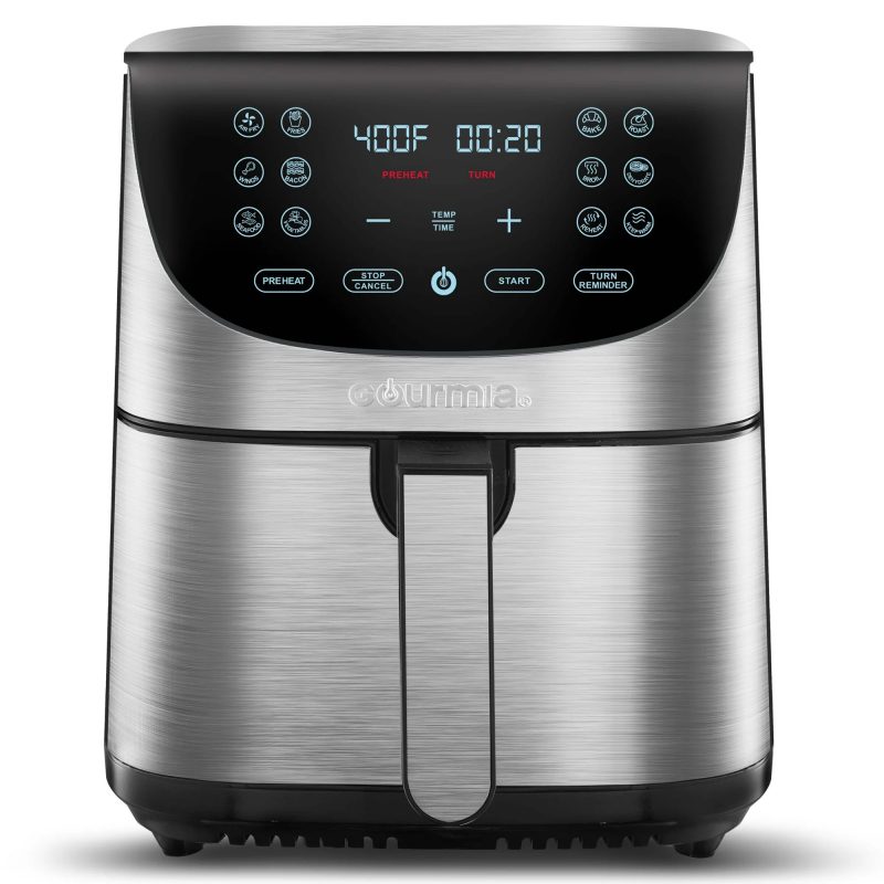 Gourmia 7-Qt Digital Air Fryer with Guided Cooking， Easy Clean， Stainless Steel