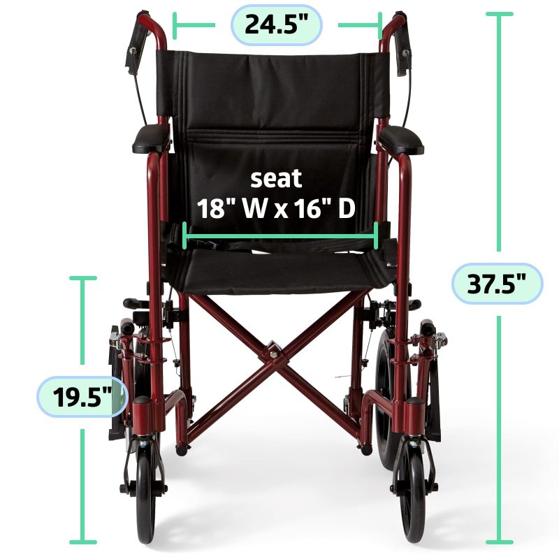 Medline Lightweight Transport Wheelchair Handbrakes - Image 6