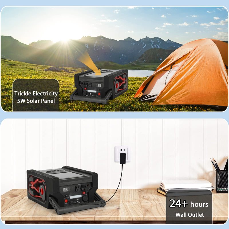 ZunDian ZD-529 Solar Portable Power Station 2000 Amps Jump Starter, 260 PSI Air Compressor, 12V Car Battery Charger with 400W Inverter Dual AC/DC/USB Output, Emergency Backup Power with Flashlights - Image 6