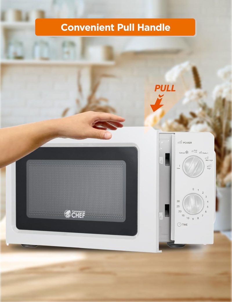 0.6 Cubic Foot Microwave with 6 Power Levels, Small Microwave with Grip Handle, 600W Countertop Microwave with 30 Minute Timer and Mechanical Dial Controls, Black - Image 5