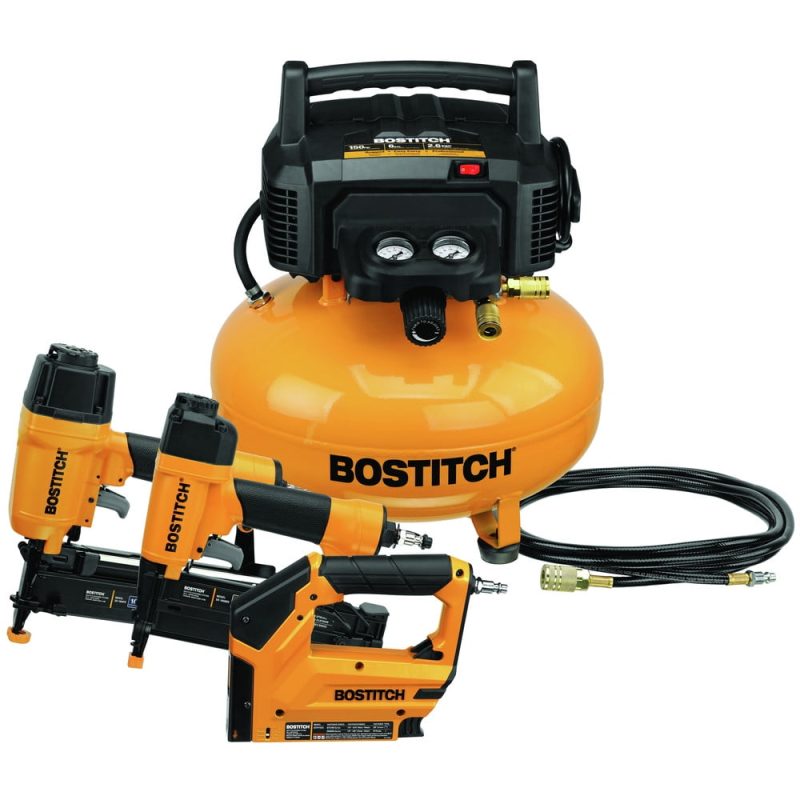 Bostitch BTFP3KIT 3-Piece Nailer/ 0.8 HP 6 Gallon Oil-Free Pancake Air Compressor Combo Kit