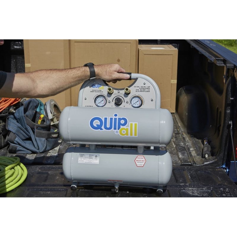 Quipall 4-1-SILTWN-AL Ultra Quiet 1 HP 4.6 Gallon Oil-Free Twin Stack Air Compressor - Image 13