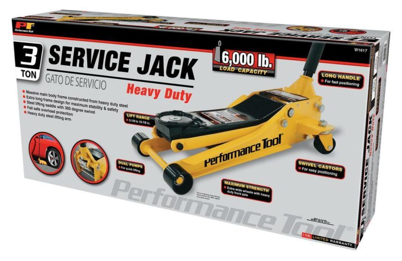 Performance Tool W1617 3-Ton 6,000 lb Heavy Duty Steel Garage Service Jack, 3-1/8" to 19-7/8" Lift - Image 4