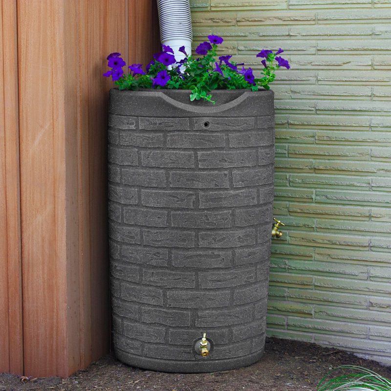 Good Ideas IMP-D50-DAR Impressions Downton Rain Saver Rain Barrel， 50 Gallon， Dark Granite