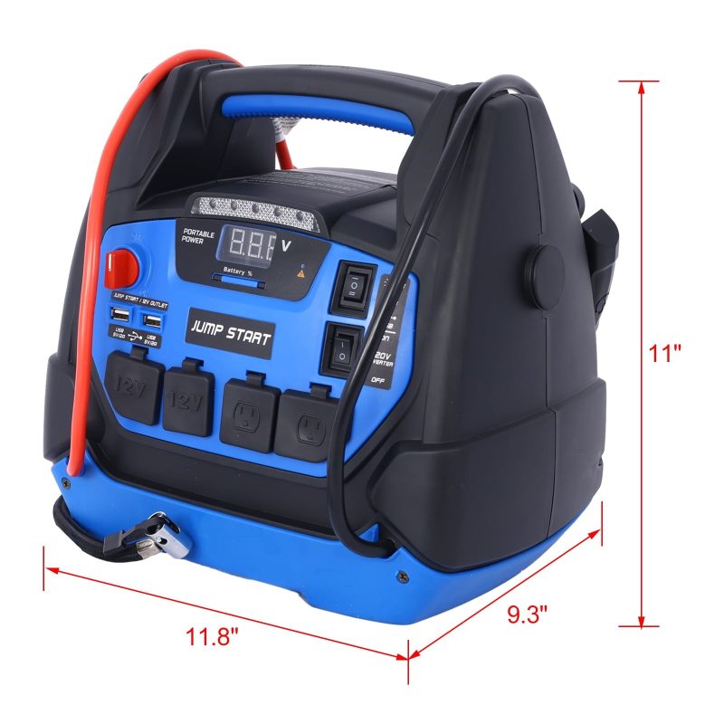 Rechargeable Jump Starter for Gas Diesel Vehicles - 1800 Amps with Air Compressor and AC, 12V DC, USB Power Station - Image 10