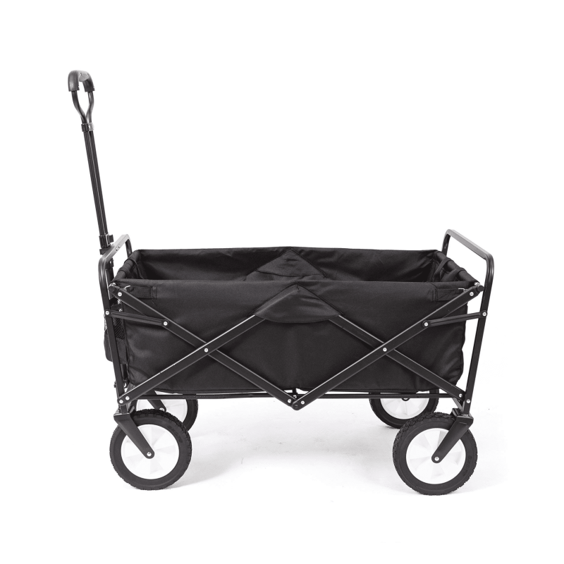 Black Folding Wagon Cart, Outdoor Portable Utility Wagon, Outdoor Garden Cart Foldable Wagon for Sports, Shopping, Camping