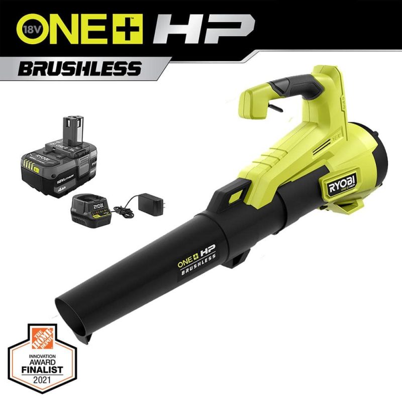 ONE+ HP 18V Brushless 110 MPH 350 CFM Cordless Variable-Speed Jet Fan Leaf Blower w/ 4.0 Ah Battery and Charger P21120