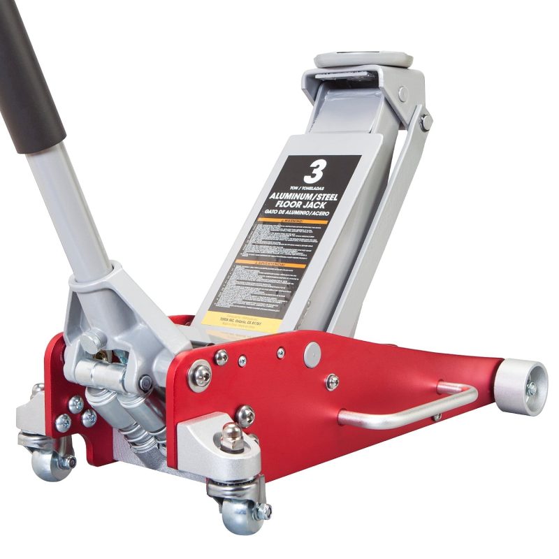 Big Red 3 Ton Hydraulic Low Profile Aluminum and Steel Racing Floor Jack with Dual Piston Pump,Red, W830LR