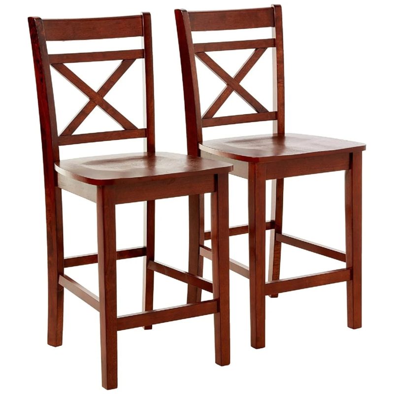 Acme Tartys Counter Height Chair (Set-2) in Cherry Finish