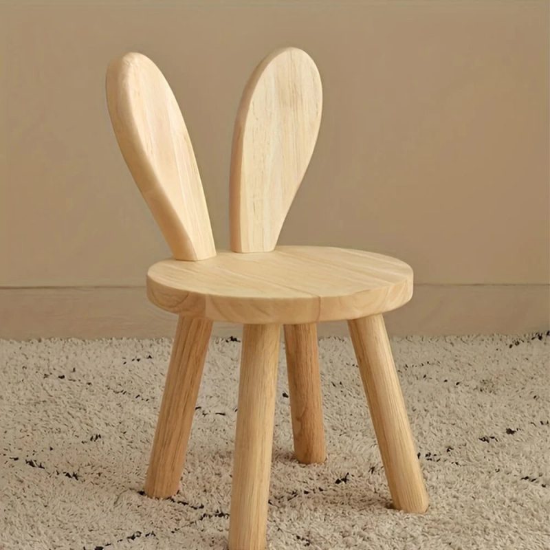 2pcs Whimsical Wooden Rabbit Ears Stool - Compact, Space-Saving, Simple Design, Solid Wood Construction, Cute Decorative Accent, Versatile Shoe Changing Stool for Door, Room, and Entryway - Image 5