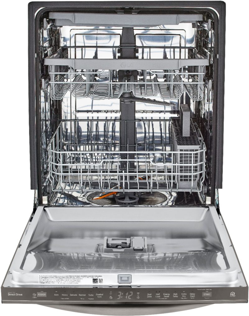 LG - 24" Top-Control Built-In Smart Wifi-Enabled Dishwasher with Stainless Steel Tub, Quadwash, and 3rd Rack - Black stainless steel - Image 6