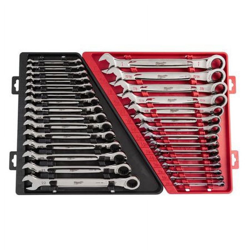 Milwaukee 48-22-9416 - 15-Piece SAE 12-Point Straight Head Ratcheting Combination Wrench Set with Storage Tray - Image 7