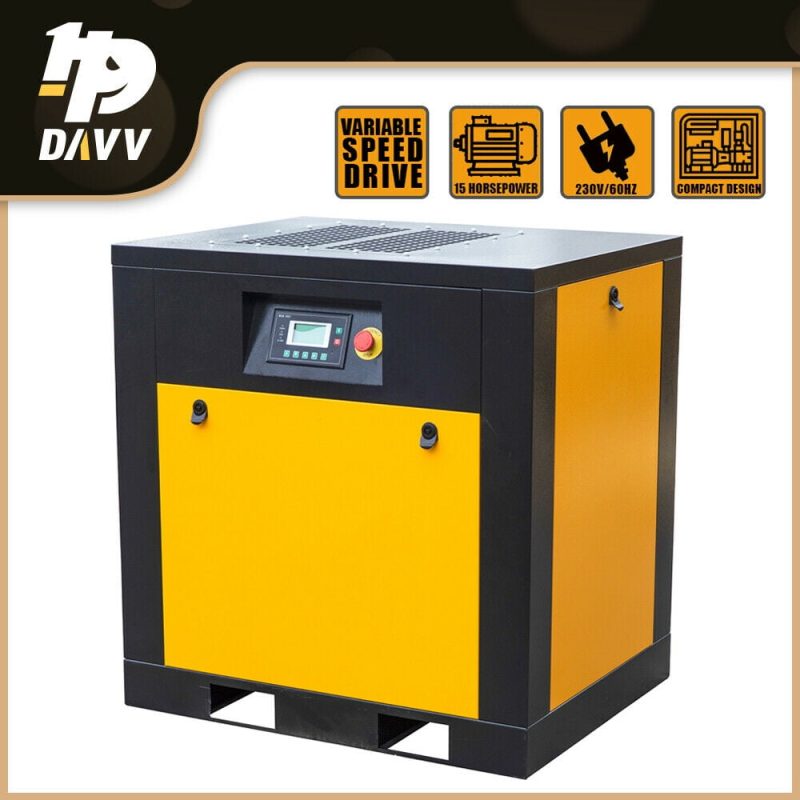 230V Variable Frequency 15HP Rotary Screw Air Compressor 57cfm 3PH W/Oil Filter - Image 3