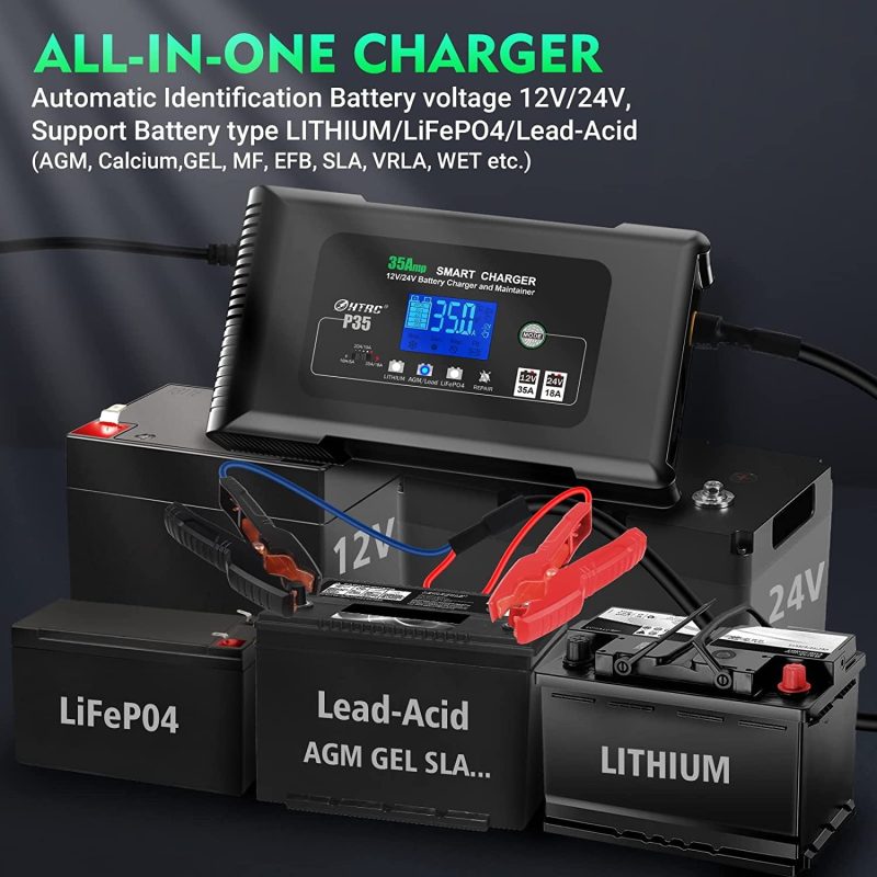 HTRC 35-Amp Smart Charger, Car Battery Charger,Trickle Charger, 12V35A/24V18A,14.6V/29.2V ,Lithium,LiFePO4,Lead-Acid AGM/Gel/SLA..Battery Charger - Image 2