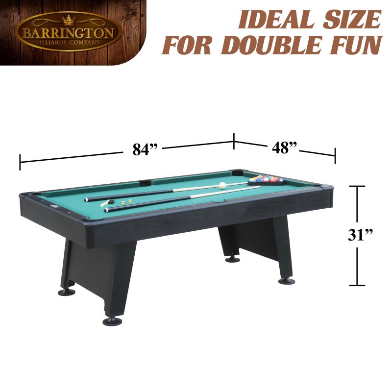 Barrington Billiard 84" Arcade Pool Table with Bonus Dartboard Set, Green - Image 2