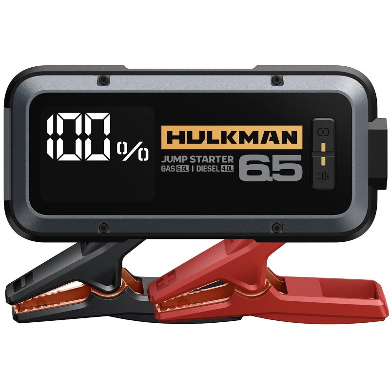 HULKMAN Alpha65 Smart Jump Starter 1200 Amp 12000mAh Car Starter for up to 6.5L Gas and 4L Diesel Engines with Boost Function for Totally Dead Battery 12V Lithium Portable Car Battery Booster Pack