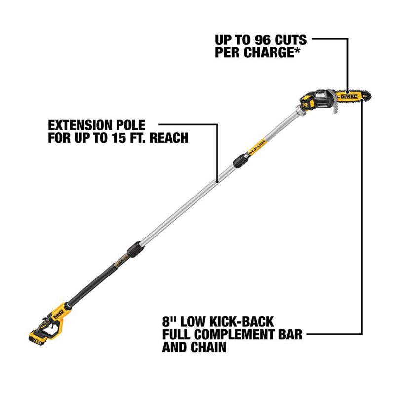 DW 20V MAX* Lithium-Ion Cordless Pole Saw and Pole Hedge Trimmer Combo Kit DCKO86M1 from DW - Image 3