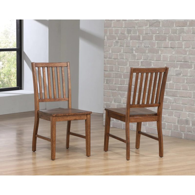 HomeStock Slat Back Dining Chair , Set Of 2 , Amish Brown