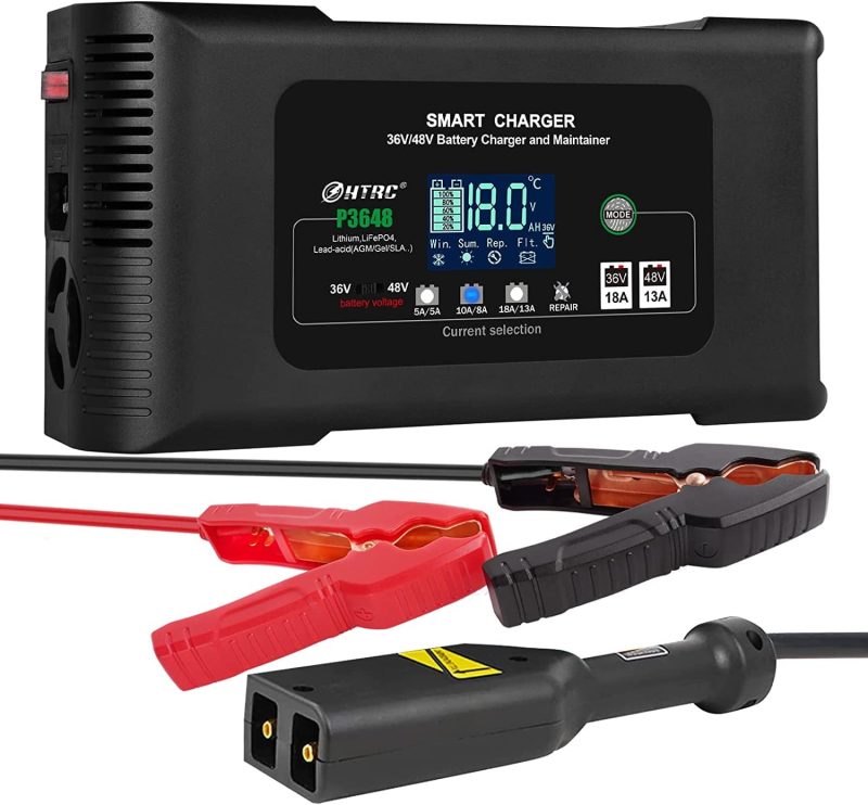 HTRC 36V/48V Golf Cart Charger 18-Amp Smart Charger, Golf Car Battery Charger,Trickle Charger